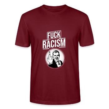 contre le racisme! - T-shirt bio CRAFTER Stanley Stella Unisexe - bordeaux - Devant - Alina (178cm) & Michal (187cm)