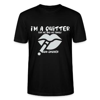 Ich bin ein Aufhörer Für mich und meine Familie Ni - Stanley/Stella Unisex Bio-T-Shirt CRAFTER - Schwarz - Vorne - Alina (178cm) & Michal (187cm)