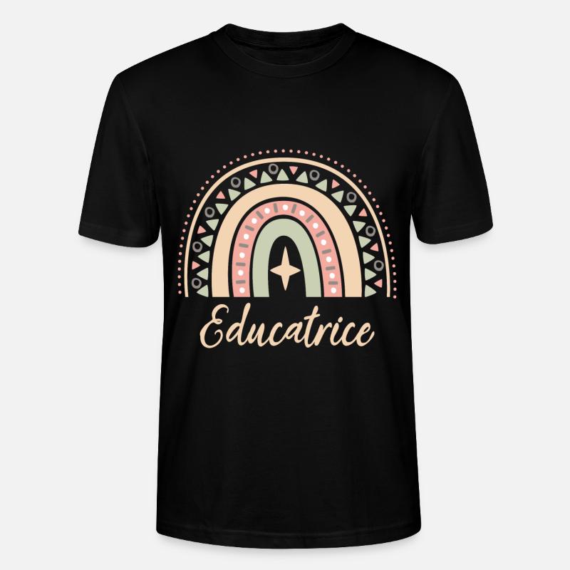 Cadeau Educatrice. Boho Rainbow éducatrice. - T-shirt bio CRAFTER Stanley Stella Unisexe - noir