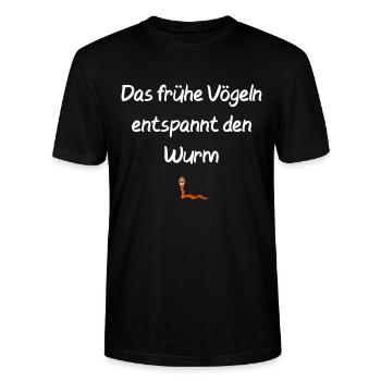Der frühe Vogel Spruch lustig Wurm Geschenk - Stanley/Stella Unisex Bio-T-Shirt CRAFTER - Schwarz - Vorne - Alina (178cm) & Michal (187cm)