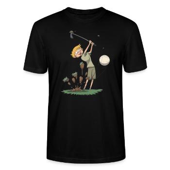 Golf Golfschwung Schlag Geschenk Idee - Stanley/Stella Unisex Bio-T-Shirt CRAFTER - Schwarz - Vorne - Alina (178cm) & Michal (187cm)