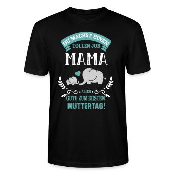 Muttertag Elefant - Stanley/Stella Unisex Bio-T-Shirt CRAFTER - Schwarz - Vorne - Alina (178cm) & Michal (187cm)