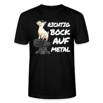 Richtig Bock auf Metal Geschenk Metaller Band - Stanley/Stella Unisex Bio-T-Shirt CRAFTER - Schwarz - Vorne - Alina (178cm) & Michal (187cm)