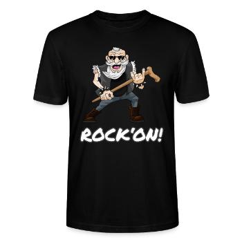 Rock on Heavy Metal Opa Rocker Hard Rock Festival - Stanley/Stella Unisex Bio-T-Shirt CRAFTER - Schwarz - Vorne - Alina (178cm) & Michal (187cm)