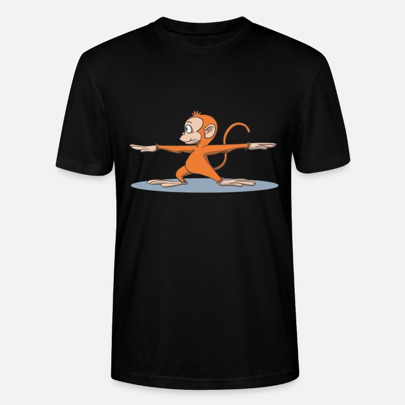Affe Yoga Krieger 2 Pose - Stanley/Stella Unisex Bio-T-Shirt CRAFTER - Schwarz