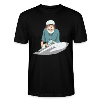 Verpleegkundige ziekenhuis gebitsmasker - Stanley/Stella Uniseks bio-T-shirt CRAFTER - zwart - Voor - Alina (178cm) & Michal (187cm)
