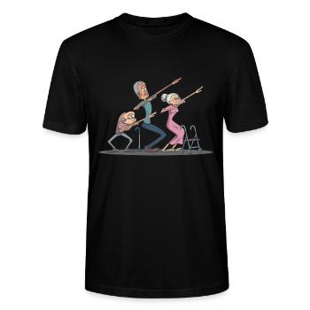 Dab Dabbing Senioren - Stanley/Stella Unisex Bio-T-Shirt CRAFTER - Schwarz - Vorne - Alina (178cm) & Michal (187cm)