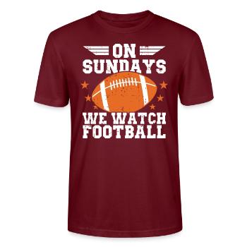 American football | College Football Fan Gifts - Stanley/Stella CRAFTER Unisex Organic T-Shirt - burgundy - Front - Alina (178cm) & Michal (187cm)
