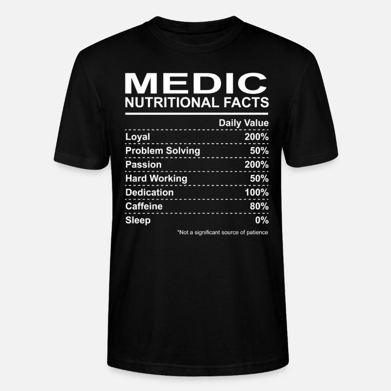 Medic Nutritional Facts - Stanley/Stella Unisex Bio-T-Shirt CRAFTER - Schwarz