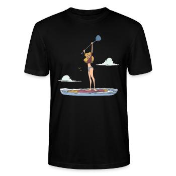 Standup Paddle Sportlerin - Stanley/Stella Unisex Bio-T-Shirt CRAFTER - Schwarz - Vorne - Alina (178cm) & Michal (187cm)