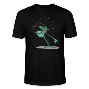 Lustiger Frosch singt im Regen - Stanley/Stella Unisex Bio-T-Shirt CRAFTER - Schwarz - Vorne - Alina (178cm) & Michal (187cm)