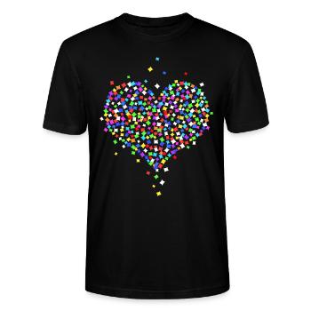 Herz aus Konfetti - Stanley/Stella Unisex Bio-T-Shirt CRAFTER - Schwarz - Vorne - Alina (178cm) & Michal (187cm)