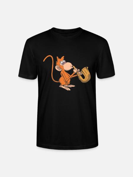 Monkey plays the saxophone - Stanley/Stella CRAFTER Unisex Organic T-Shirt - black