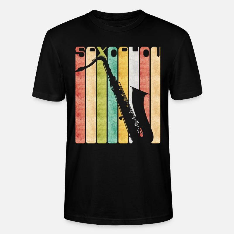 Retro Saxophon - Stanley/Stella Unisex Bio-T-Shirt CRAFTER - Schwarz