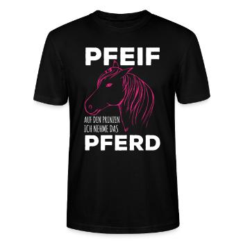 Reiten Scheiß auf den Prinzen ich nehme das Pferd - Stanley/Stella Unisex Bio-T-Shirt CRAFTER - Schwarz - Vorne - Alina (178cm) & Michal (187cm)