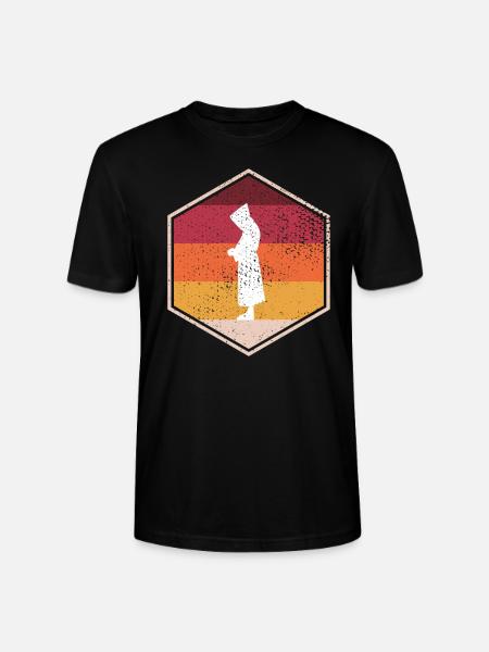 Retro Monk Hexagon Design - Stanley/Stella CRAFTER Unisex Organic T-Shirt - black