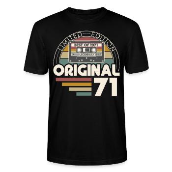Jahrgang 1971 Retro Vintage Geburtstag - Stanley/Stella Unisex Bio-T-Shirt CRAFTER - Schwarz - Vorne - Alina (178cm) & Michal (187cm)
