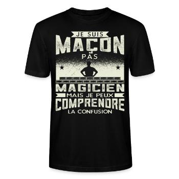 Maçon Maçonnerie Humour Macon - T-shirt bio CRAFTER Stanley Stella Unisexe - noir - Devant - Alina (178cm) & Michal (187cm)