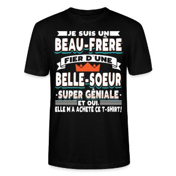 Beau-Frère Cadeau - T-shirt bio CRAFTER Stanley Stella Unisexe - noir - Devant - Alina (178cm) & Michal (187cm)
