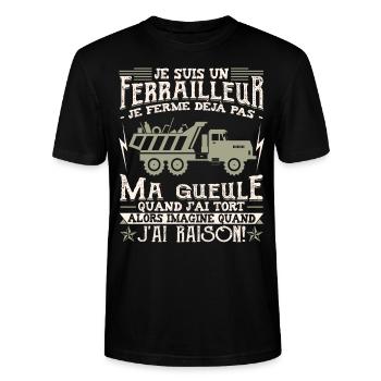 Ferrailleur Humour Ferraille - T-shirt bio CRAFTER Stanley Stella Unisexe - noir - Devant - Alina (178cm) & Michal (187cm)