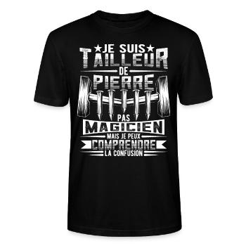 Tailleur Humour Tailleur de Pierre - T-shirt bio CRAFTER Stanley Stella Unisexe - noir - Devant - Alina (178cm) & Michal (187cm)