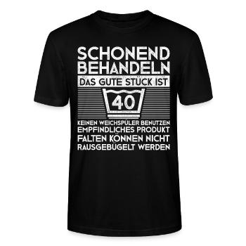 40 Mann 40ter 40. Geburtstag Schonend Behandeln - Stanley/Stella Unisex Bio-T-Shirt CRAFTER - Schwarz - Vorne - Alina (178cm) & Michal (187cm)