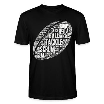 Rugby Addict Player Rugby Coach Ball Terms - T-shirt bio CRAFTER Stanley Stella Unisexe - noir - Devant - Alina (178cm) & Michal (187cm)