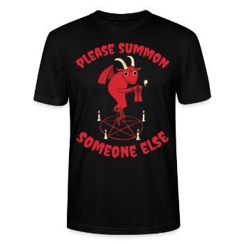 Please Summon Someone Else - Satan Luzifer Teufel - Stanley/Stella Unisex Bio-T-Shirt CRAFTER - Schwarz - Vorne - Alina (178cm) & Michal (187cm)