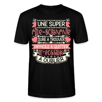 Aide Soignante Aides Soignants - T-shirt bio CRAFTER Stanley Stella Unisexe - noir - Devant - Alina (178cm) & Michal (187cm)