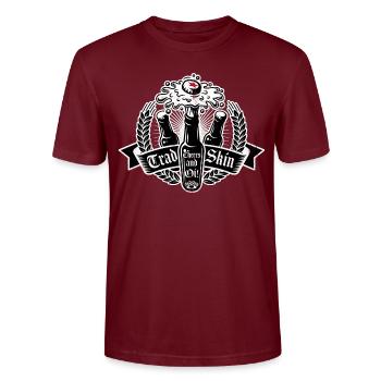 Oi Skinhead Trade Skin Shirt Cheers et Oi - T-shirt bio CRAFTER Stanley Stella Unisexe - bordeaux - Devant - Alina (178cm) & Michal (187cm)