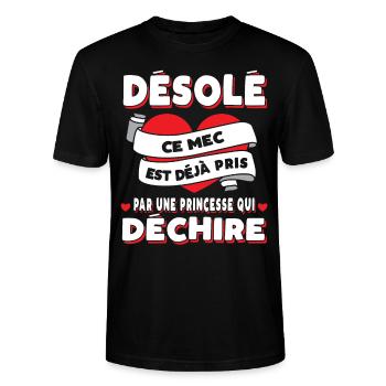 Mari Saint-Valentin Homme Fiancé Humour - T-shirt bio CRAFTER Stanley Stella Unisexe - noir - Devant - Alina (178cm) & Michal (187cm)