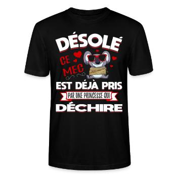 Désolé Saint-Valentin Homme Mari Humour - T-shirt bio CRAFTER Stanley Stella Unisexe - noir - Devant - Alina (178cm) & Michal (187cm)