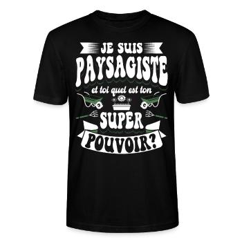 Paysagiste Paysagisme Paysagiste Aménagement - T-shirt bio CRAFTER Stanley Stella Unisexe - noir - Devant - Alina (178cm) & Michal (187cm)