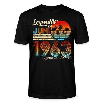 60. Geburtstag Mann 60 Legendär Seit Juni 1963 - Stanley/Stella Unisex Bio-T-Shirt CRAFTER - Schwarz - Vorne - Alina (178cm) & Michal (187cm)
