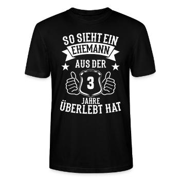 ehemann lederhochzeit 3. Hochzeitstag - Stanley/Stella Unisex Bio-T-Shirt CRAFTER - Schwarz - Vorne - Alina (178cm) & Michal (187cm)