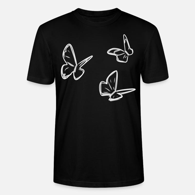 butterflies flying symbol pattern - Stanley/Stella CRAFTER Unisex Organic T-Shirt - black