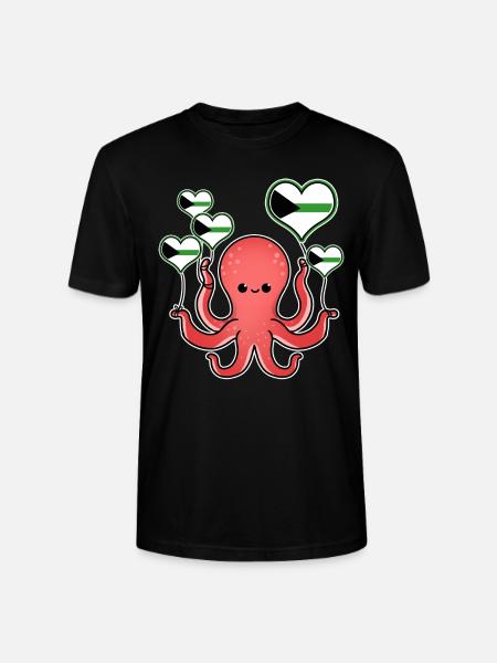 Octopus Balloon Demiromantic Pride - Stanley/Stella CRAFTER Unisex Organic T-Shirt - black