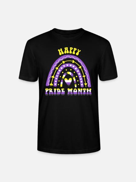 Happy Pride Month Nonbinary Rainbow - Stanley/Stella CRAFTER Unisex Organic T-Shirt - black