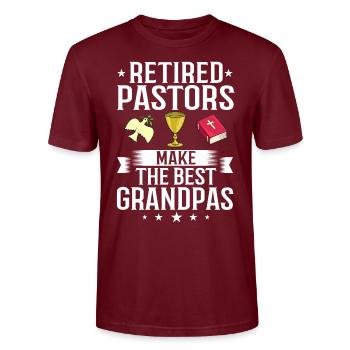 Pfarrer Kirche Minister Geistlicher Christ Jesus - Stanley/Stella Unisex Bio-T-Shirt CRAFTER - Burgunderrot - Vorne - Alina (178cm) & Michal (187cm)