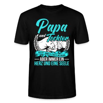 Papa und Tochter Spruch Vater Tochter Partnerlook - Stanley/Stella Unisex Bio-T-Shirt CRAFTER - Schwarz - Vorne - Alina (178cm) & Michal (187cm)