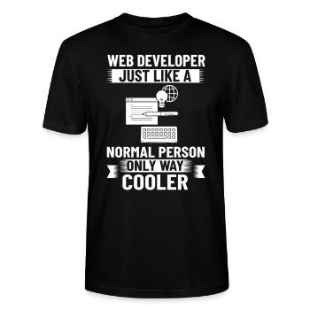 Web Entwicklung Webentwickler Entwickler Manager - Stanley/Stella Unisex Bio-T-Shirt CRAFTER - Schwarz - Vorne - Alina (178cm) & Michal (187cm)