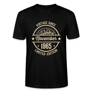 Geburtstag Vintage seit November 1965 - Stanley/Stella Unisex Bio-T-Shirt CRAFTER - Schwarz - Vorne - Alina (178cm) & Michal (187cm)