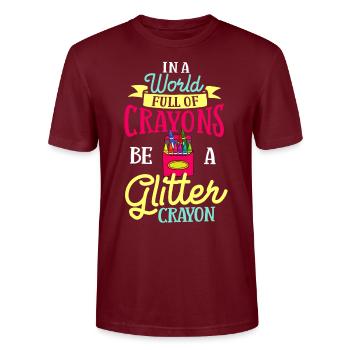 Crayon Box Colored Pencil Wax Case Wax Crayon - Stanley/Stella CRAFTER Unisex Organic T-Shirt - burgundy - Front - Alina (178cm) & Michal (187cm)
