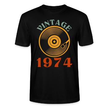 48 Geburtstag Jahrgang 1974 - Stanley/Stella Unisex Bio-T-Shirt CRAFTER - Schwarz - Vorne - Alina (178cm) & Michal (187cm)