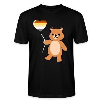 Teddybär Ballon Gay Bear Pride - Stanley/Stella Unisex Bio-T-Shirt CRAFTER - Schwarz - Vorne - Alina (178cm) & Michal (187cm)