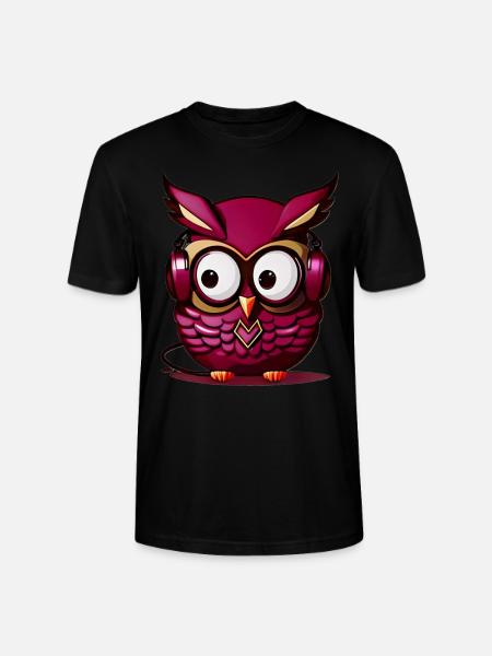 Eule dunkellila Kopfhörer - Stanley/Stella Unisex Bio-T-Shirt CRAFTER - Schwarz