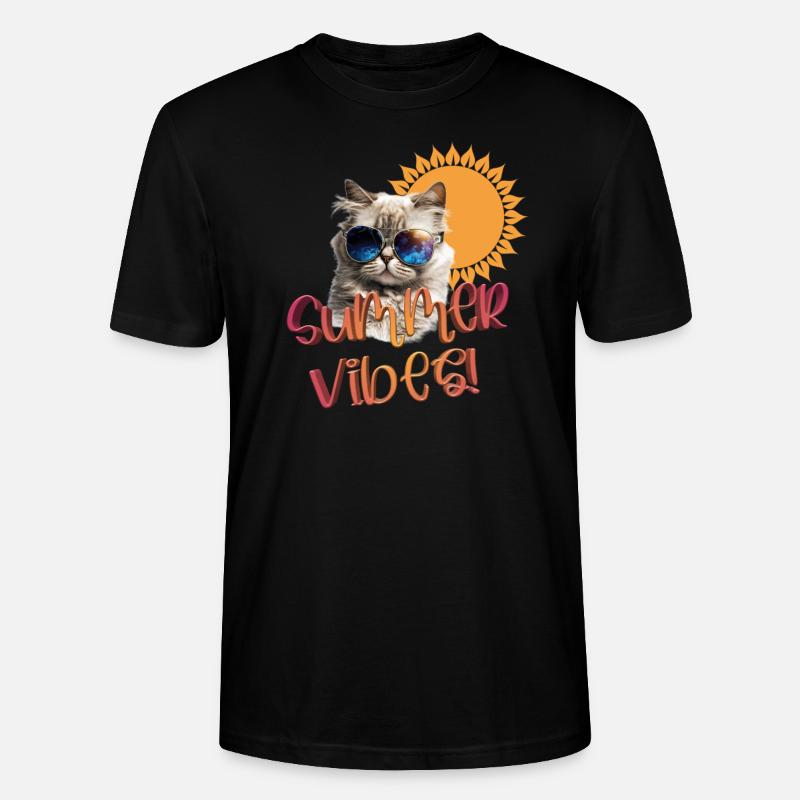 Ambiance estivale - chat - T-shirt bio CRAFTER Stanley Stella Unisexe - noir