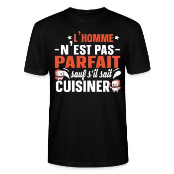 Homme Cuisiner Cuisinier Cadeau Humour Cordon Bleu - T-shirt bio CRAFTER Stanley Stella Unisexe - noir - Devant - Alina (178cm) & Michal (187cm)