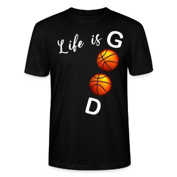 Basket Citation Basketball Homme Ou Femme - T-shirt bio CRAFTER Stanley Stella Unisexe - noir - Devant - Alina (178cm) & Michal (187cm)