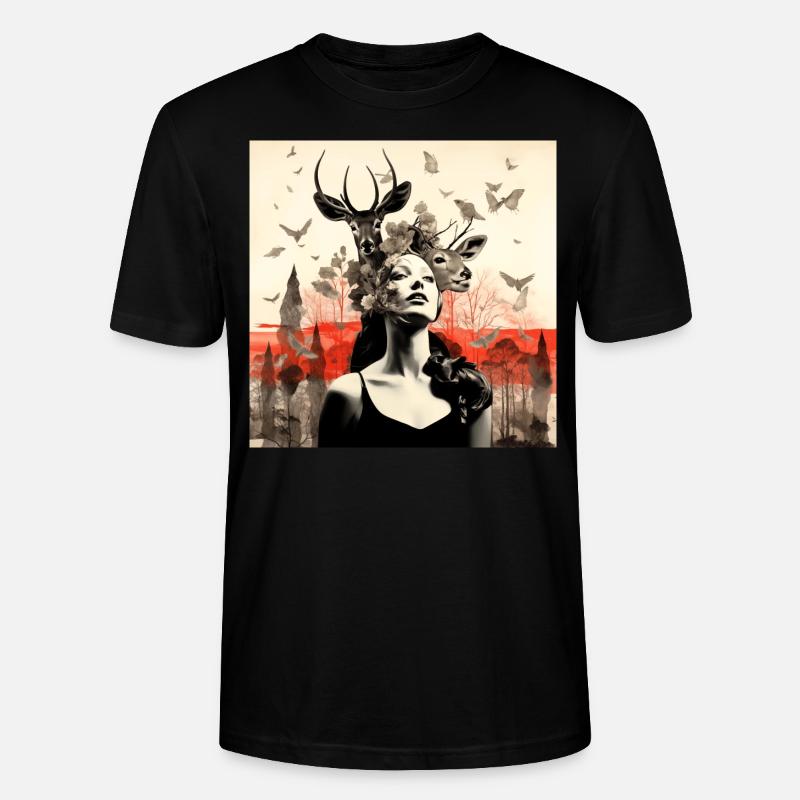 Rêve de cerf - T-shirt bio CRAFTER Stanley Stella Unisexe - noir